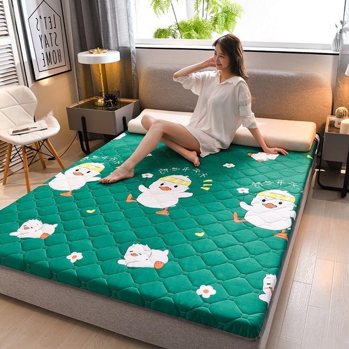 Japanse Vloer Matras - Tatami Slaapmat - Comfortabel Slapen - Opvouwbaar Ontwerp - 100x200cm - H