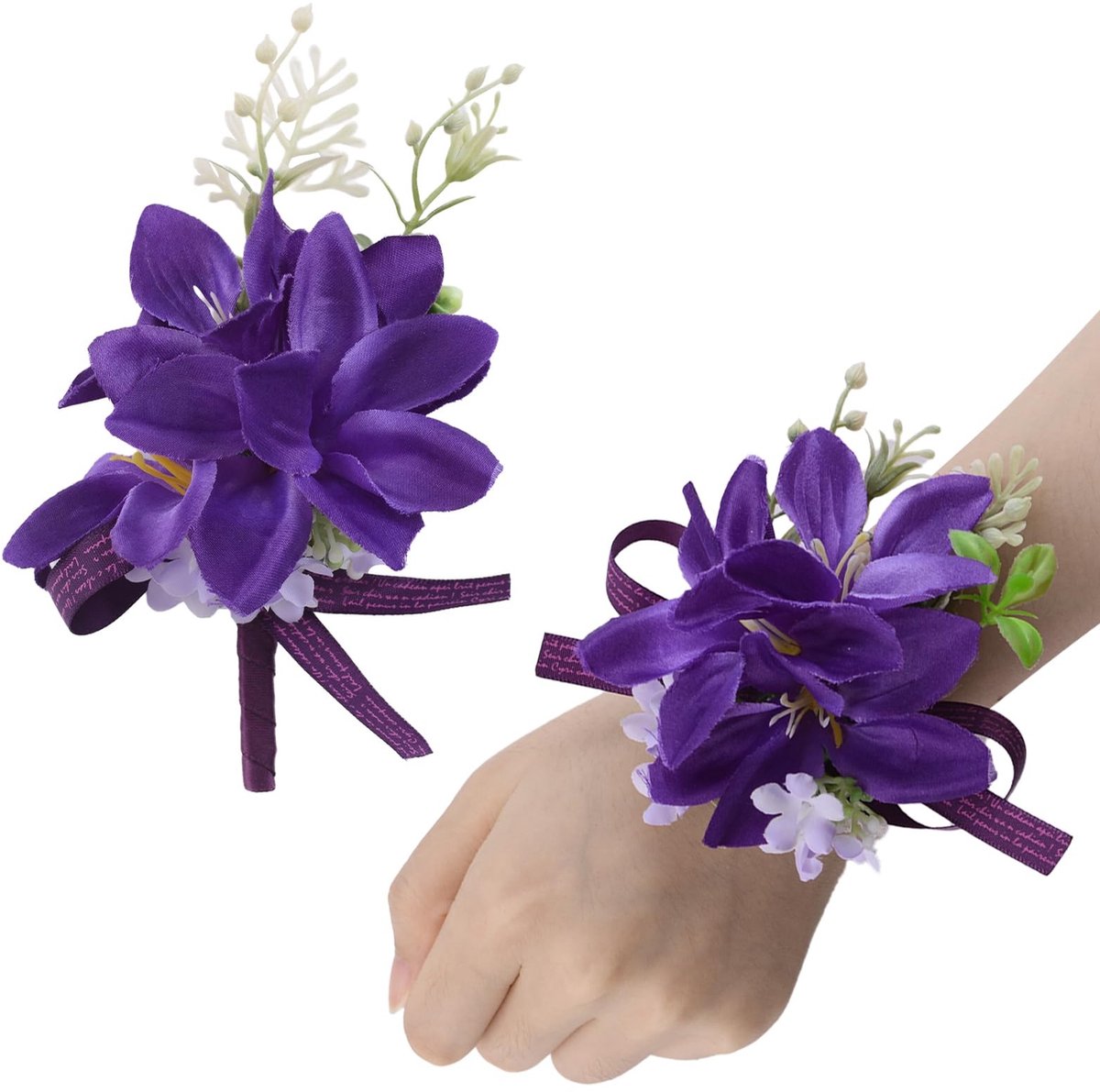 Dailygoods - Set van 2 Paarse Lelie Corsage en Boutonniere