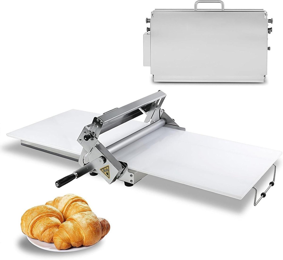 Deeg Sheeter Machine - Bakkerij Roller - Bakken Thuis - Instelbare Dikte - 40x15 Inch - Zilver