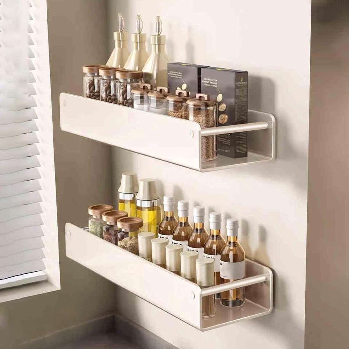 Kruidenrek - Keuken organizer - Keuken opbergen - Zelfklevend - 60cm dubbellaags - Wit