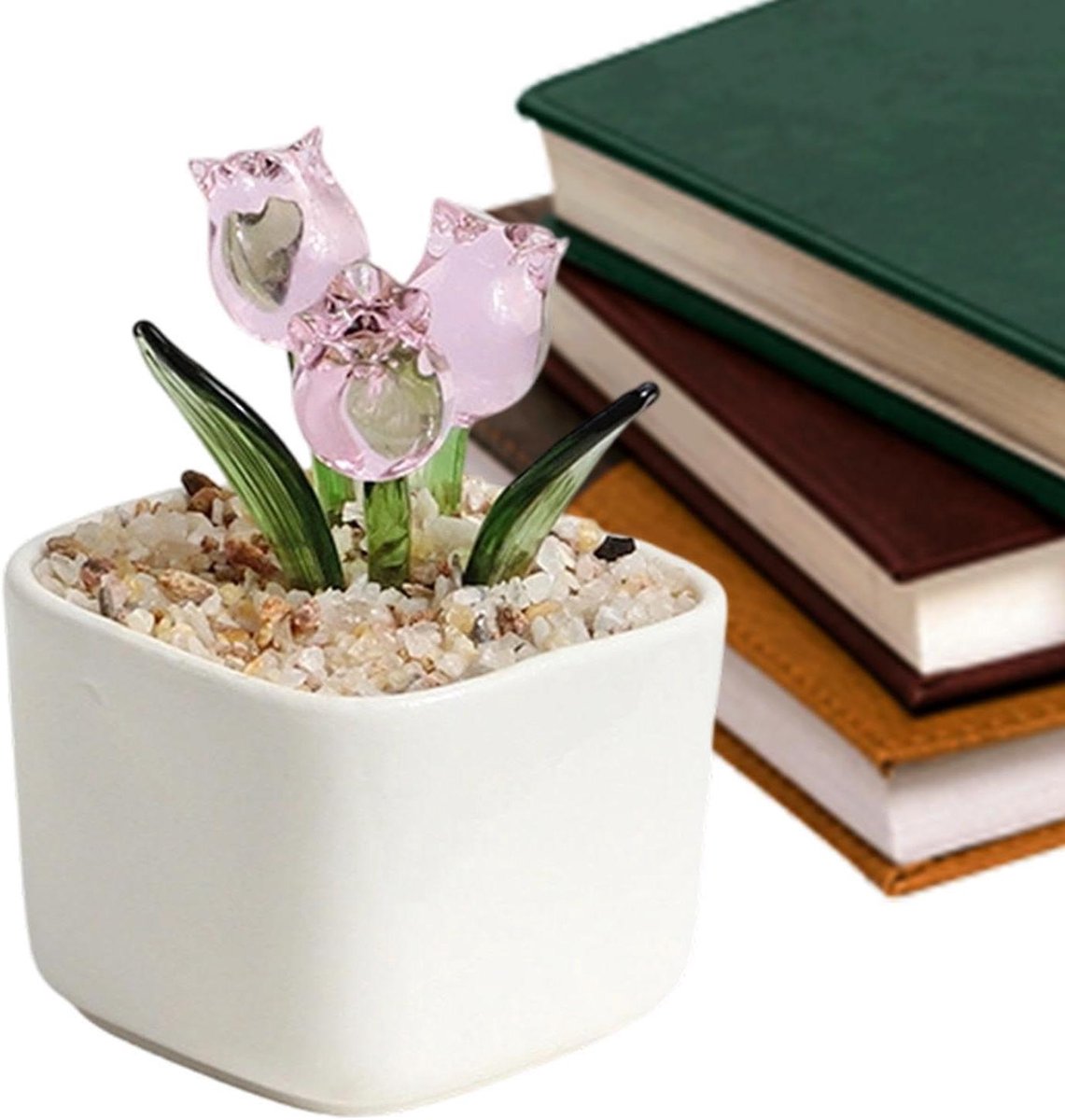 Kunstbloempot - Glazen Bloemen - Interieur Verfraaien - Eeuwige Schoonheid - 6 x 6 x 6 cm 