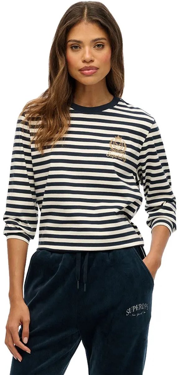 Superdry Country Club gestreepte top met lange mouwen Dames Lange mouwen shirts Marineblauw