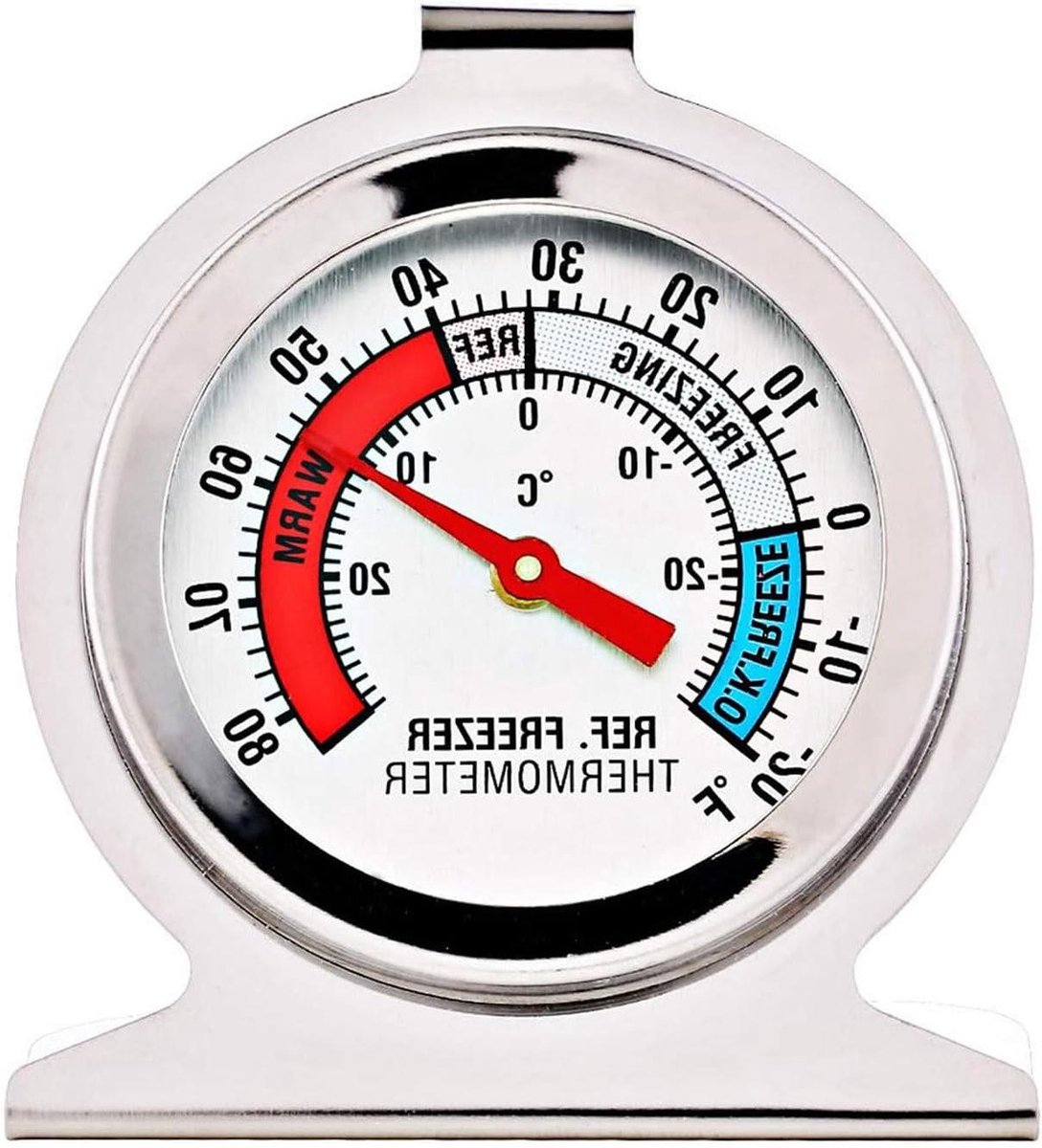 Vriezer Thermometer - Koelkastmeter Temperatuur - Temperatuur Bewaken - Mechanisch Ontwerp - Breed Meetbereik - Zilver