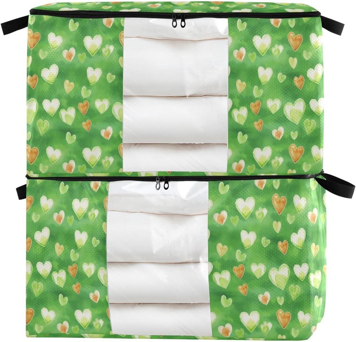 Opbergbox Hart - Opbergtas Set - Ruimte Organiseren - Met Handvat - 2 Stuks 60L - Meerkleurig
