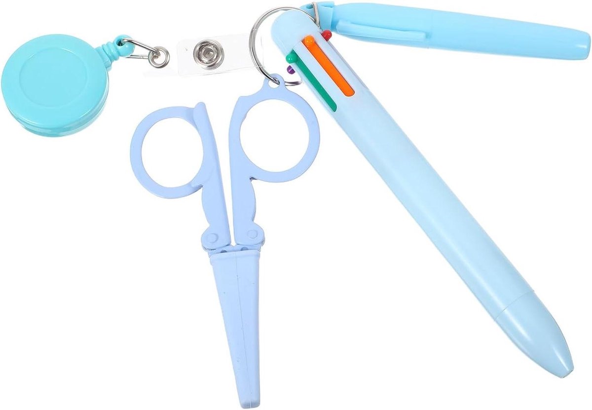 Verpleegkundige Set - Badgehouder Clip - Efficiënt Werken - Inclusief Schaar - 15 x 8 x 2 cm - Blauw