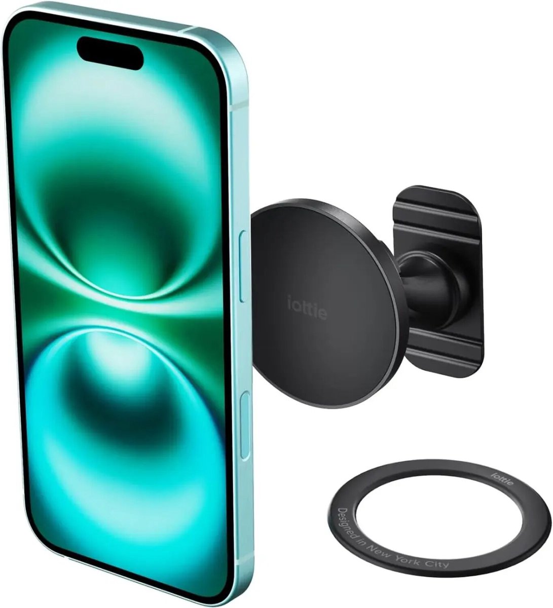 iOttie iTap 3 Flush Mount - Magnetische Telefoonhouder Auto Dashboard - Compatibel met MagSafe / Qi2 - Geleverd met Magnetische Ring Adapter - Zwart