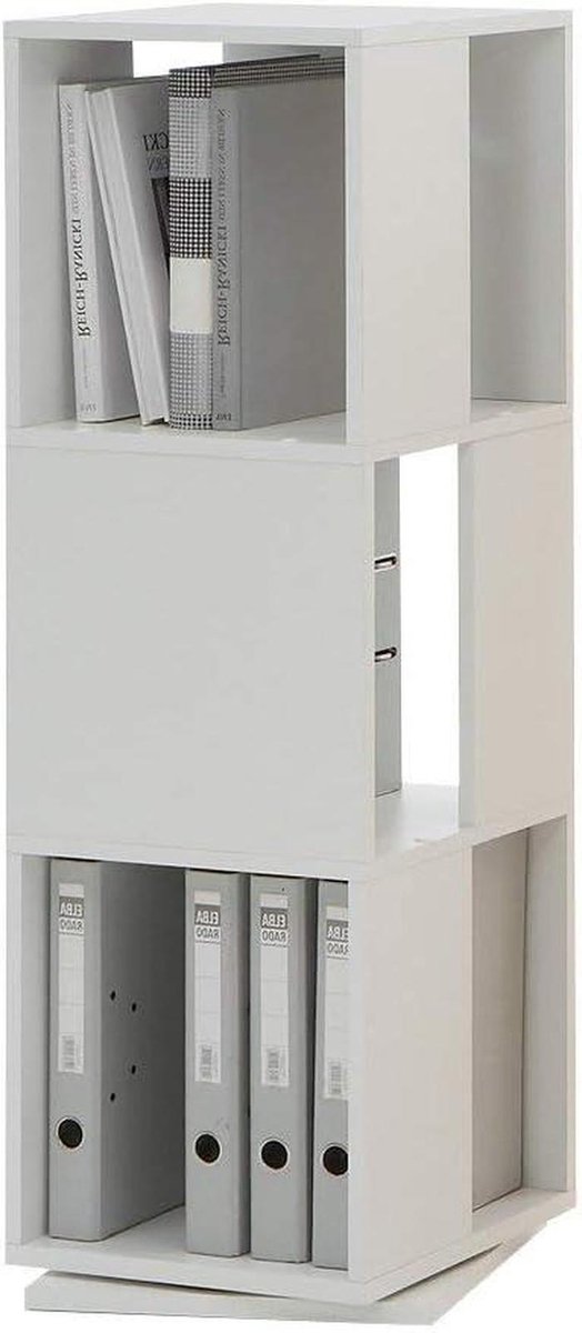 Draaiplateau Kast - Opbergtoren - Ruimte Besparen - 3-Laags - 34x108x34 cm - Wit