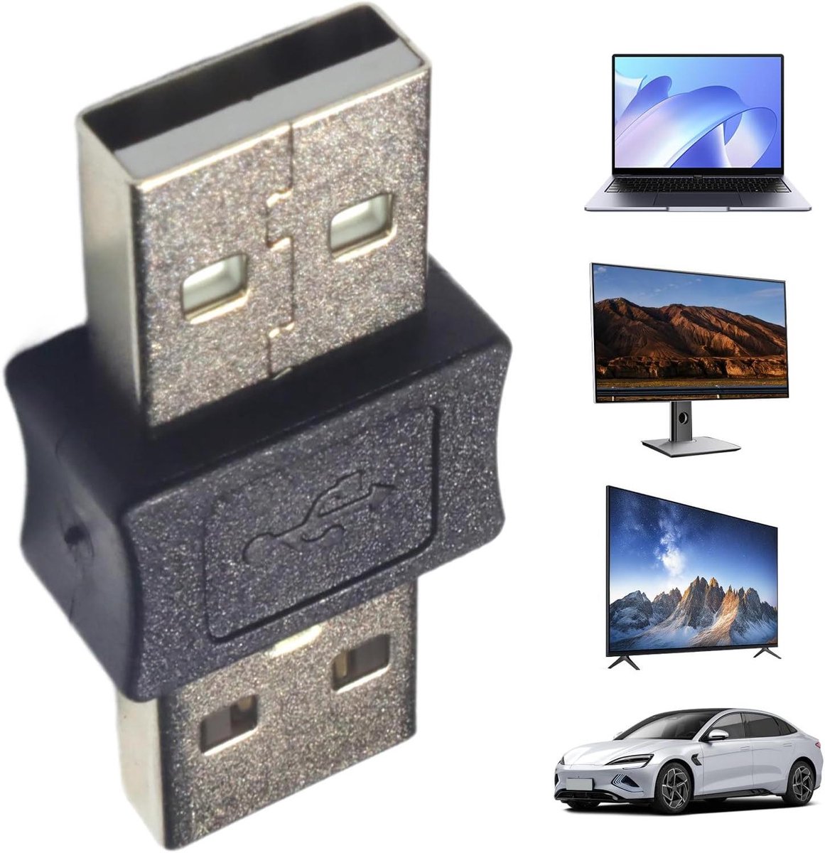 USB Adapter - Connector Koppeling - Data Overdracht - Rechte Hoek - Compact Formaat - Zwart