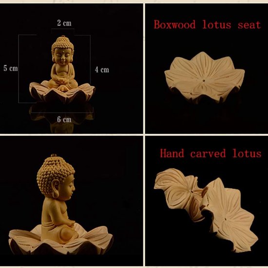 Boeddha beeld - Decoratief beeld - Meditatie decoratie - Massief houten - 5x2x6 cm - Houtkleur van Boeddha. — afbeelding 5