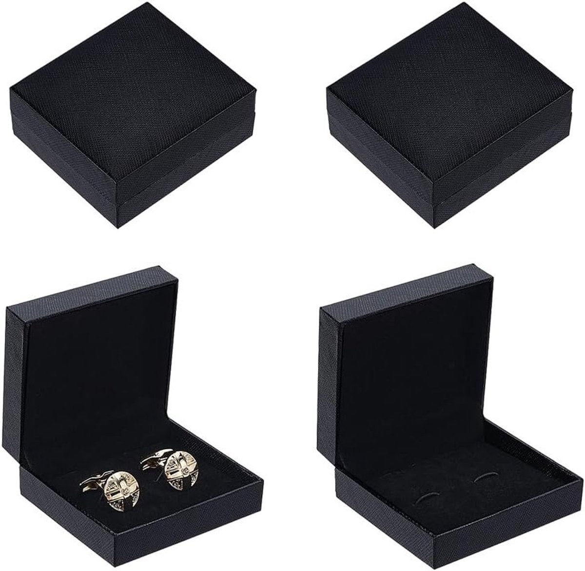 4 Stuks Plastic Manchetknoopdoos - Draagbare Sieradenorganizer voor Reizen en Dagelijks Gebruik, Ideaal voor Tie Clips en Sieradenopslag, Zwart