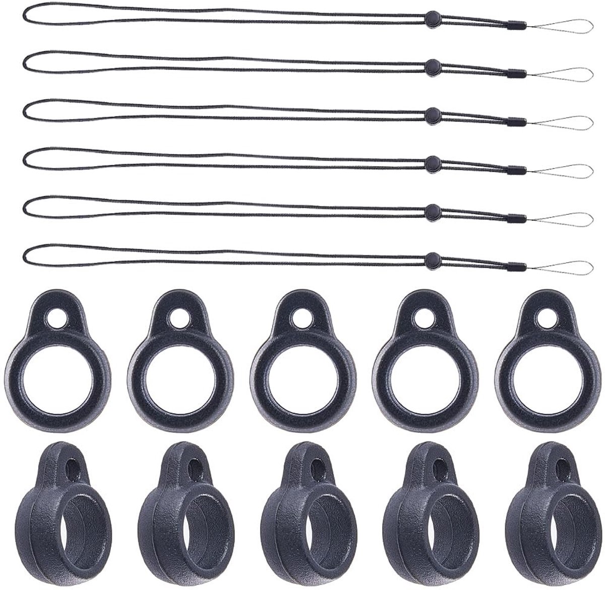 Innovra - Dailygoods - Dailygoody - Anti-verlies lanyard set - 36 stuks rubberen ringen - Zwart - Sleutelhangers - Perfect voor kantoor en outdoor gebruik