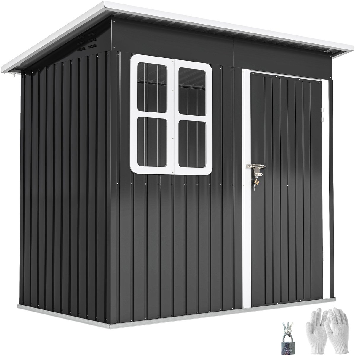 Outsunny-Gartenhaus-Stahl-211L x 133B x 190H cm-Dunkelgrau