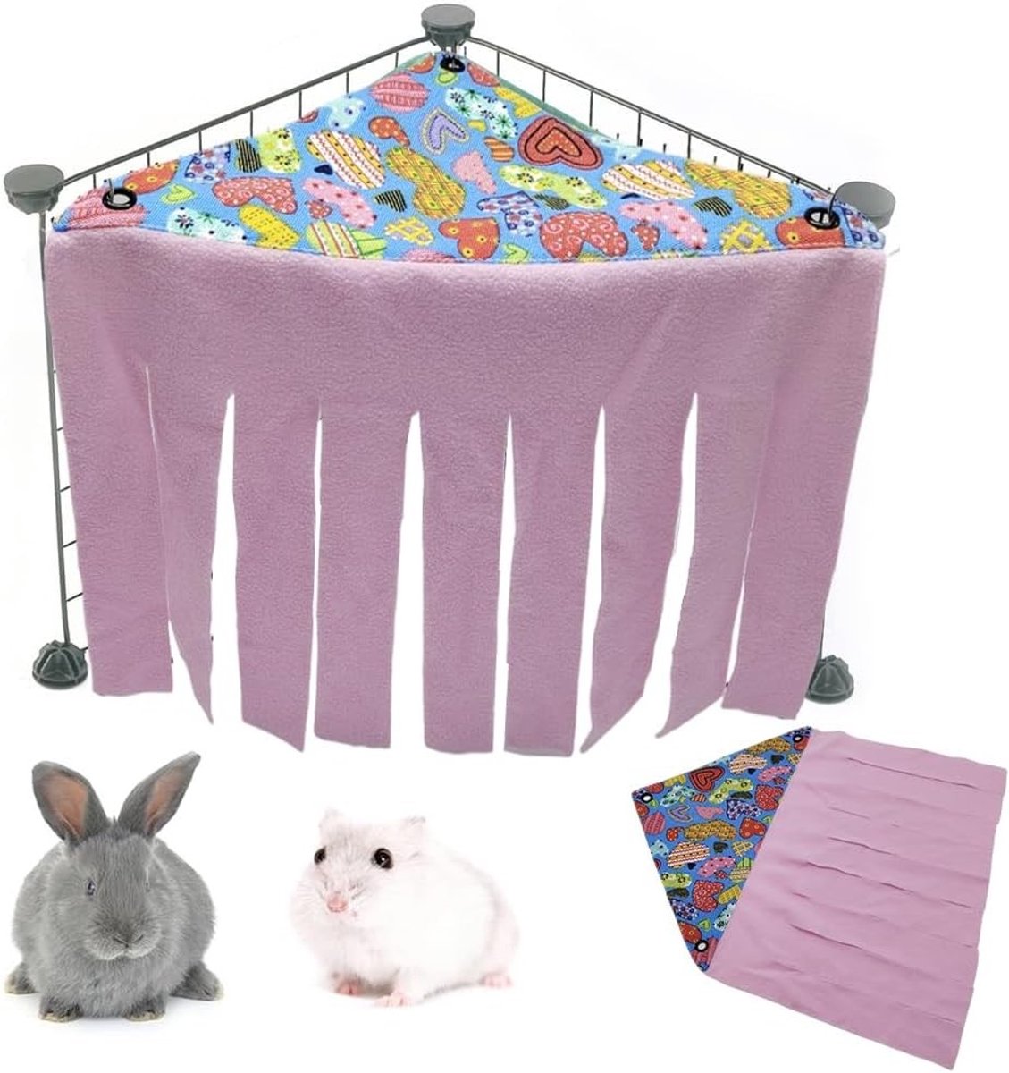 Verstopplek voor Kleine Dieren - Hamster Accessoires, Schuilplaats, Hangmat, Roze, Dierenverblijf, Cavia, Gerbil