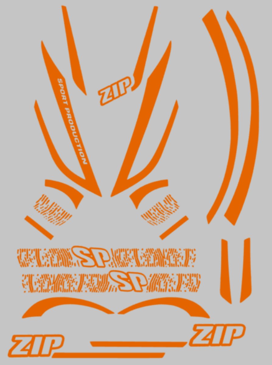 Piaggio Zip Stickerset - H2O 1 Kleur - Orange
