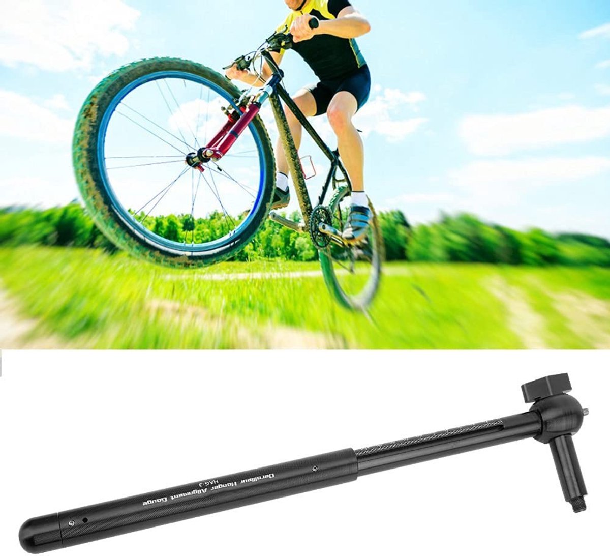 MTTproducts- Kalibratiegereedschap Schakeloog-uitlijningsmeter - Fiets-achterhaak - Achterste hefoog - Draagbaar - Aluminiumlegering - Geschikt voor 26/27,5/29/700C