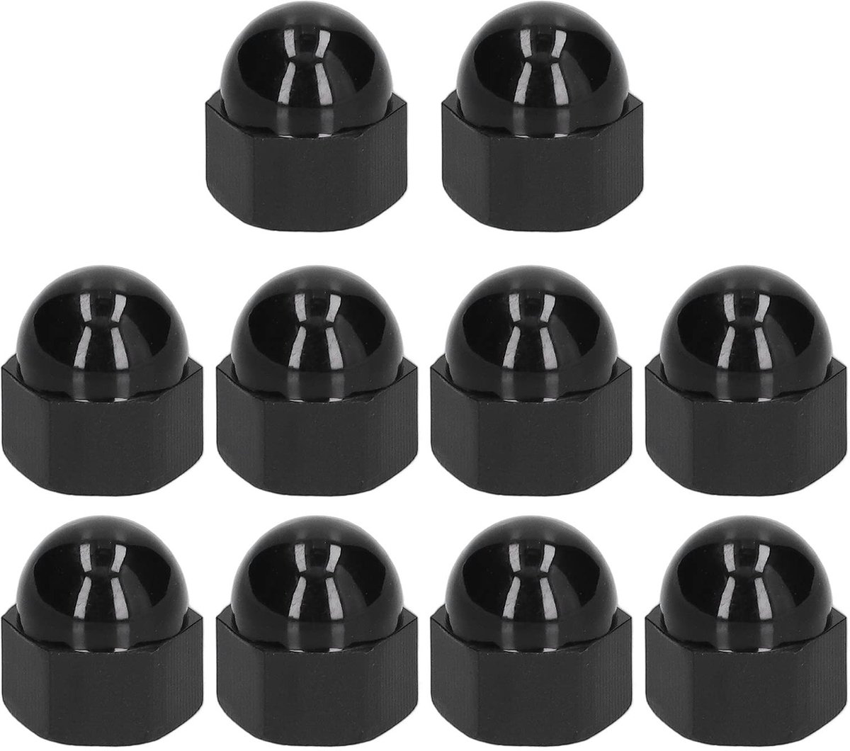 MTTproducts- Zeskantmoer Deksels 10 Stuks - Zwart - Kunststof - Lichtgewicht - Duurzaam - Bevestiging - Moerdop