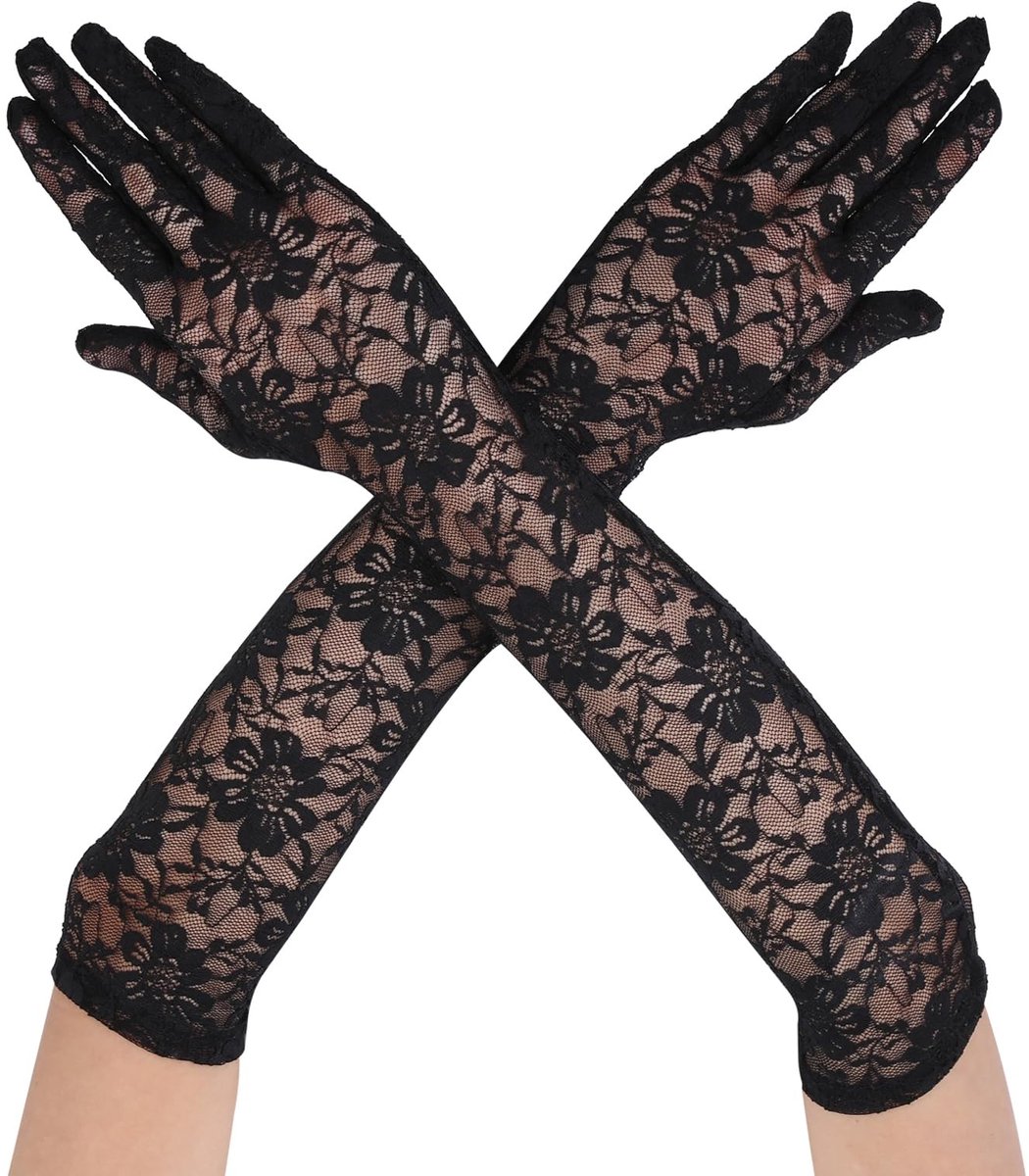 MTTproducts- Bruidshandschoenen Elegante Bloemen - Lange Vingerhandschoenen - Kanten Handschoenen - Elastische Handschoenen - Ademend - Luxe Comfort