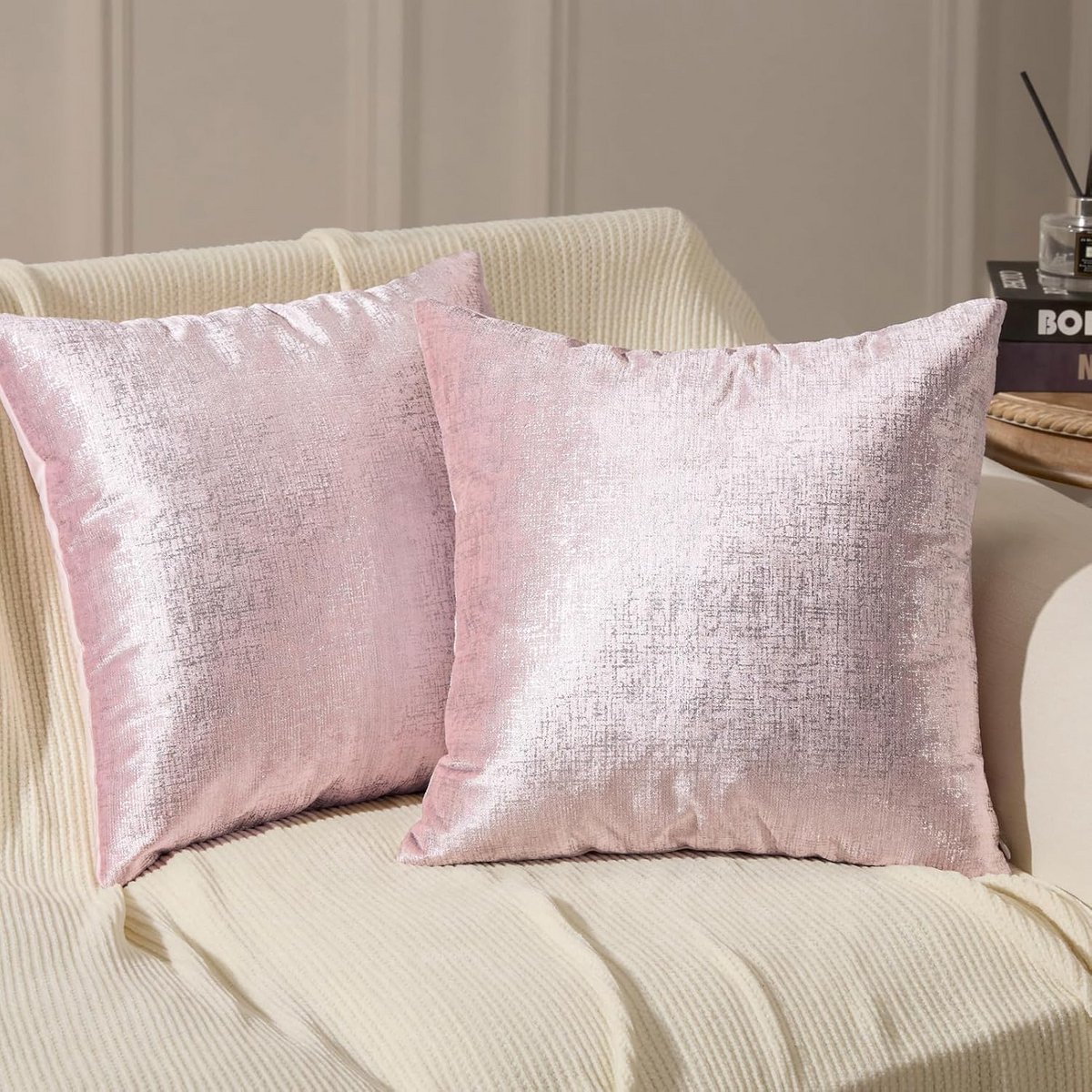 Luxe Fluweel Kussenslopen Roze (50x50cm) - Set van 2 Sierkussenshoezen voor Bank en Bed