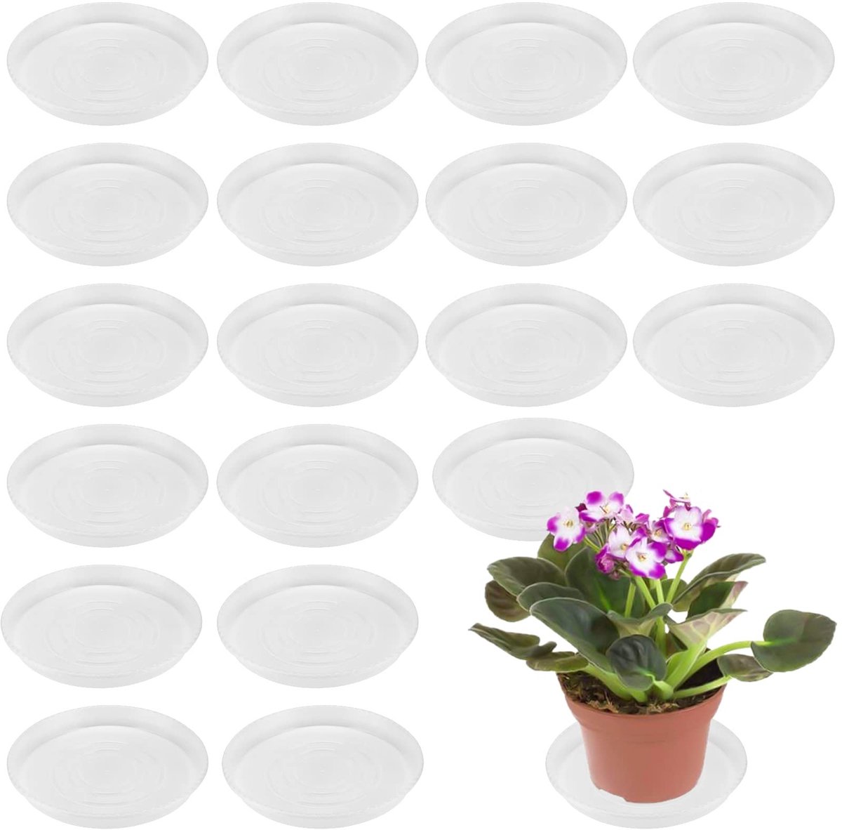 Cosensi- Plantenschotels 20 Stuks - 25 cm - Plastic Druppelbakken - Voor Binnenplanten - Stevig en Duurzaam - Transparante Kleur