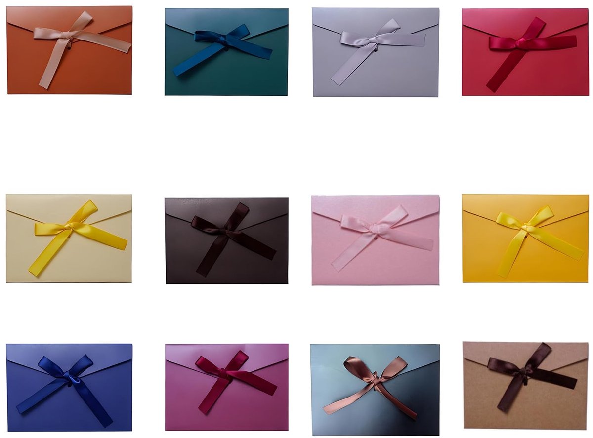 Cosensi- Enveloppen 12 Stuks - Kleurrijke Cadeaukaart Enveloppen - Bruiloft/Verjaardag - Kraftpapier - Wenskaarten/Ansichtkaarten - Blanco Ontwerp - Cadeau-enveloppen