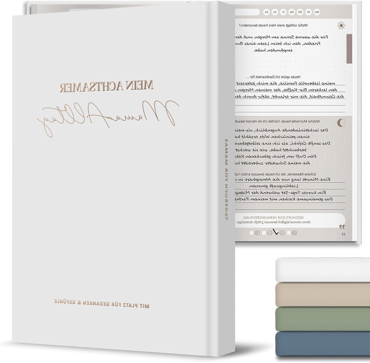 Dagboek met grijze M-cover, perfect voor persoonlijke notities en creatieve schrijfsels