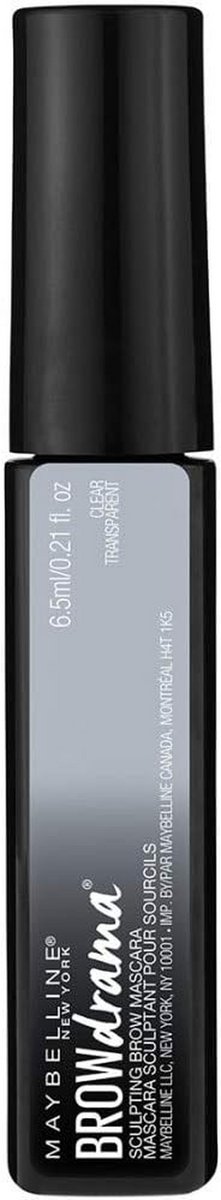 Maybelline Brow Drama Wenkbrauwmascara Transparant - 10 ml met inklapbare borstel en pigmenten