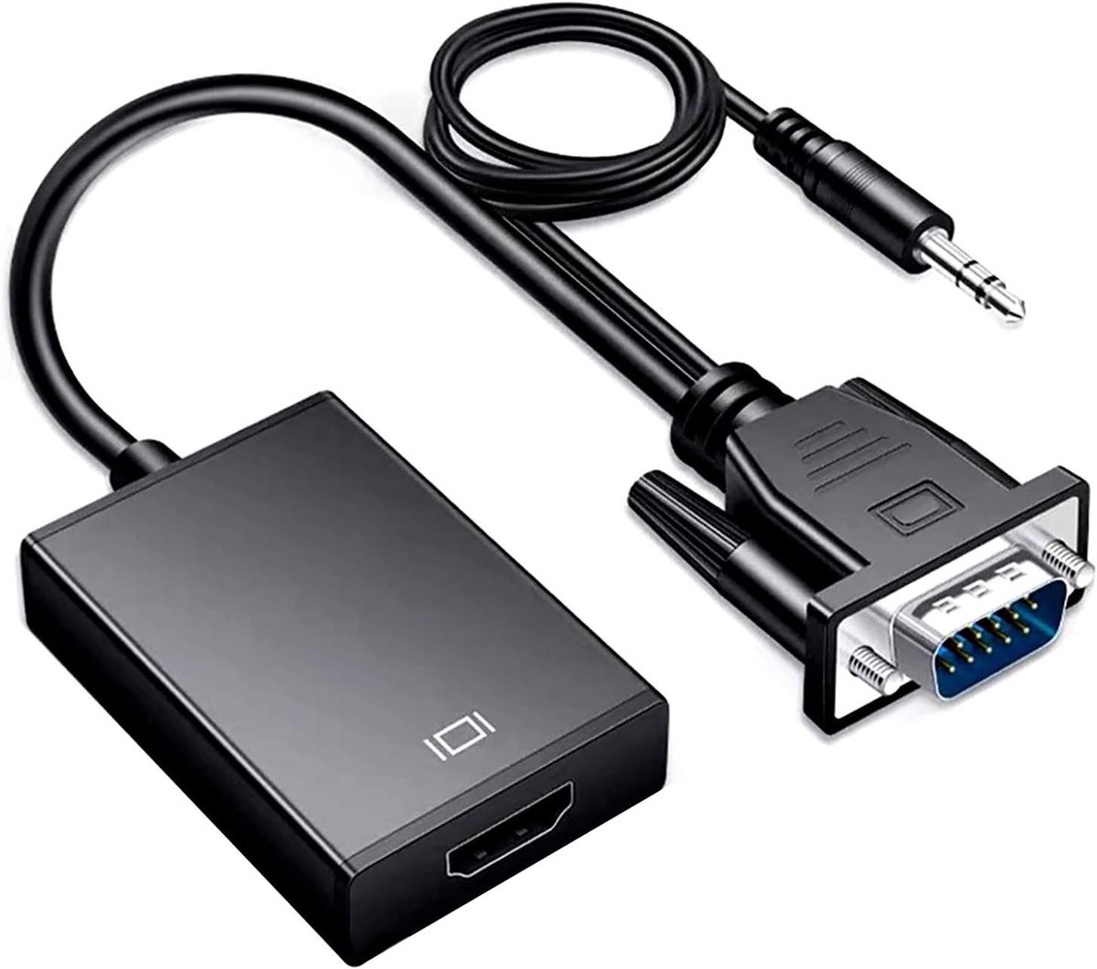 VGA naar HDMI Adapter - VGA Converter - Beeld Overzetten - Met Audiopoort - 1080P - Wit
