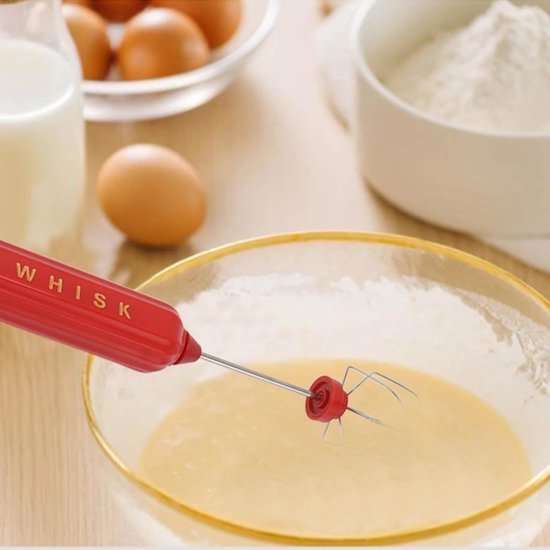 Elektrische Mixer - Draadloze Klopper - Bakken en Koken - Schokabsorberend Ontwerp - 164 g - Rood — afbeelding 3