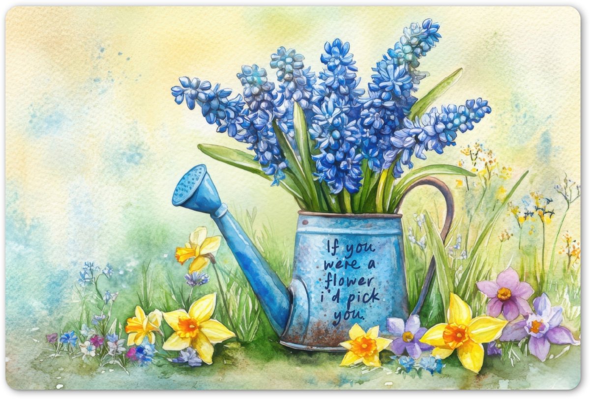 Placemats 45x30 cm - Placemat kunststof - 1 stuk - Lavendelbloemen - Quote - Gieter - Borden onderleggers - Decoratie voor op tafel - Keuken tafeldecoratie accessoires - Vinyl onderlegger - Tafelversiering