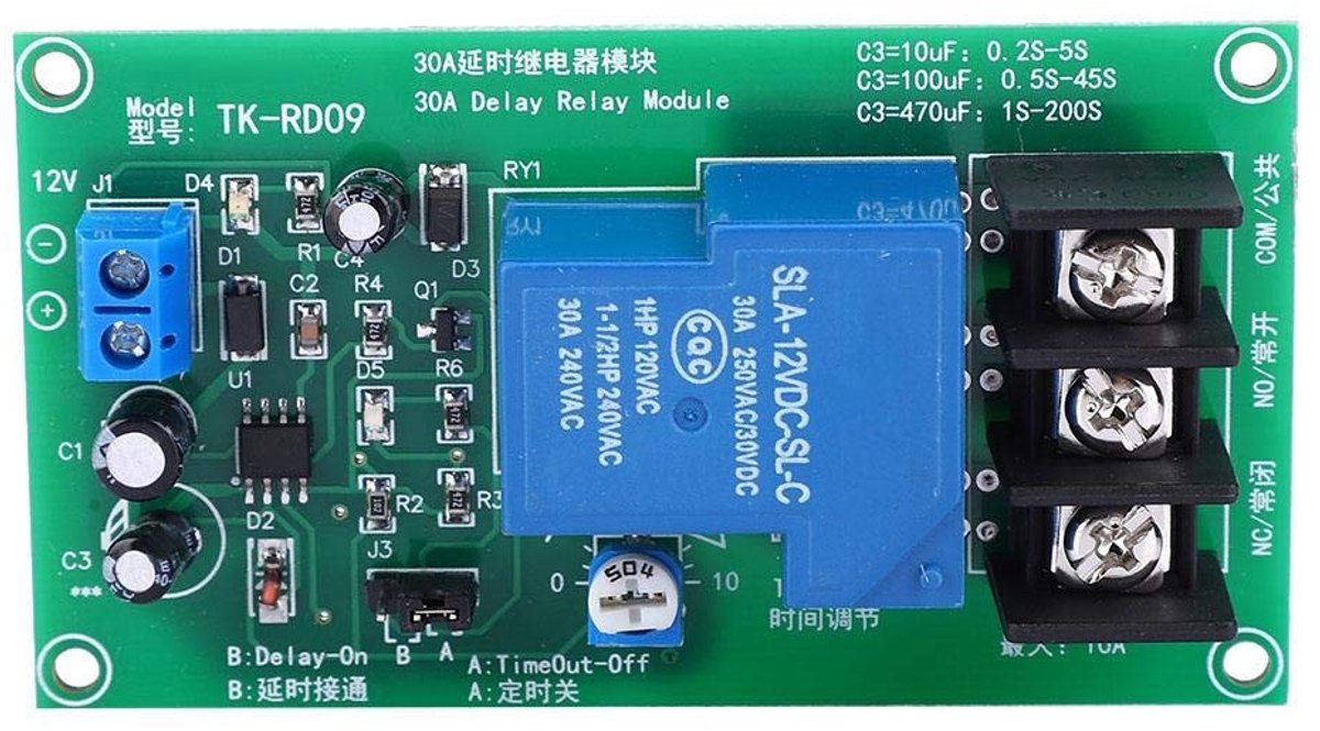 ONF3 - Vertragingstimer Relay Module - Nauwkeurige Tijdschakelaar - 30A DC 12V - Betrouwbaar en Efficiënt - Ideaal voor Automatisering - Geschik...