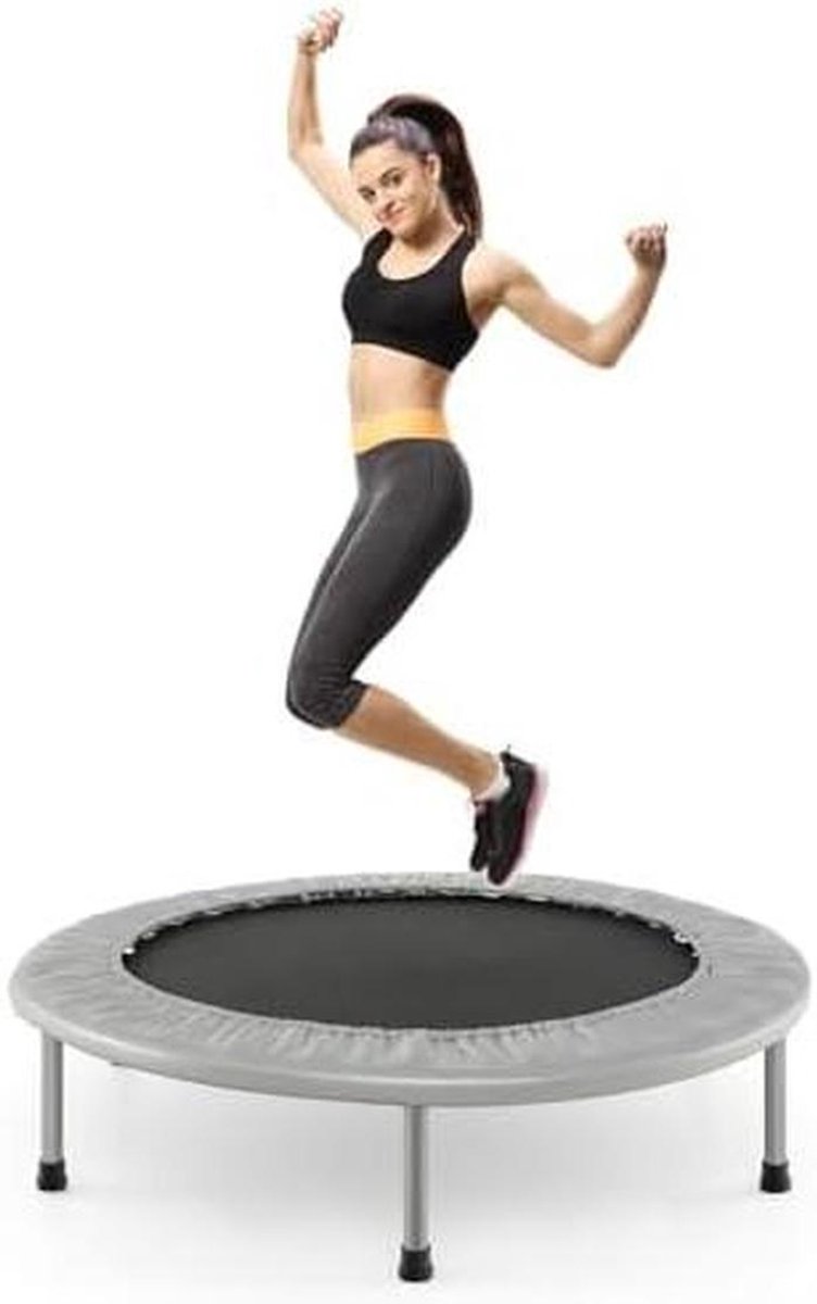 Fitness Trampoline - Mini Trampoline Springkussen - Thuis Trainen - Opvouwbaar Ontwerp - 97 cm - Grijs