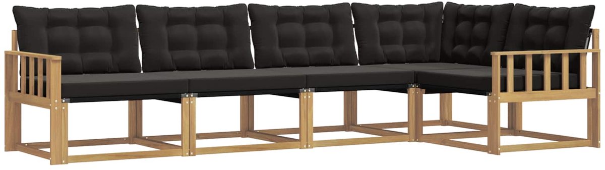 vidaXL Buiten - bank - set - 5 - st - Wit - en - zwart Wit en zwart