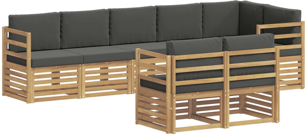 vidaXL Buiten - bank - set - 8 - st - 8-zits - Wit - en - antracietkleurig - Polyester Wit en antracietkleurig
