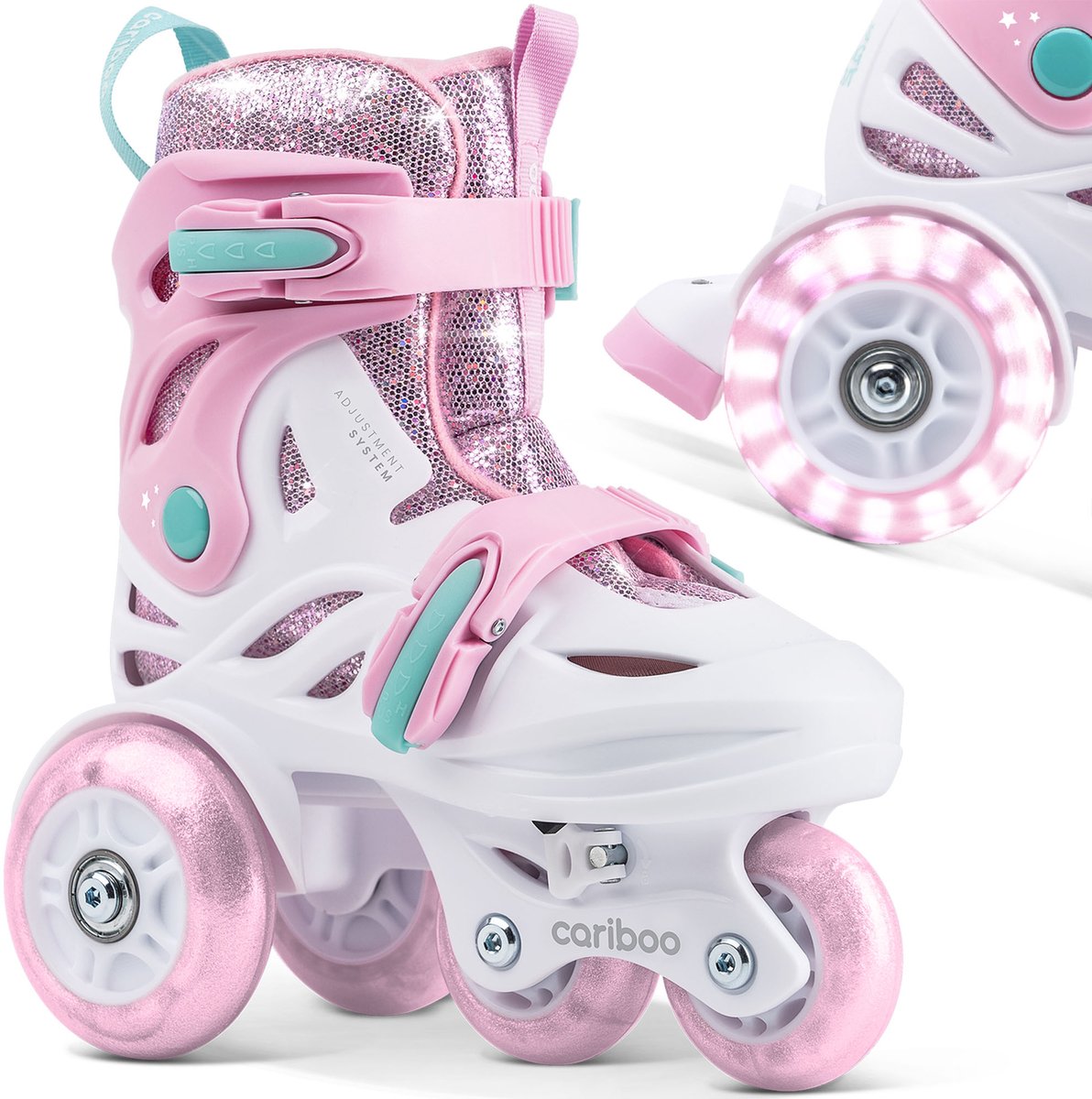 Cariboo Ballerina Skates Inline Kinderrollers Skeelers – voor Meisjes Led-wielen Verstelbare Munt