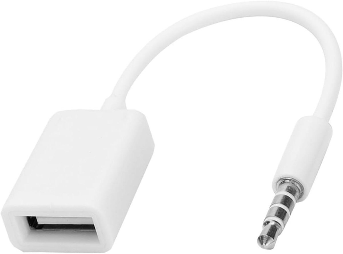 AUX naar USB Kabel - Audio Adapter - Muziek Afspelen - Zuiver Zuurstofkoper - 14 cm - Zwart