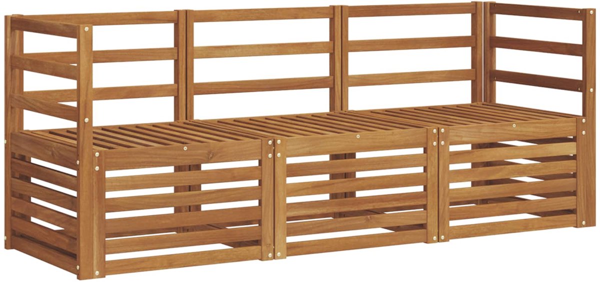 vidaXL Buiten - bank - set - 3 - st - 3-zits - Naturel - Massief - Acacia - Hout