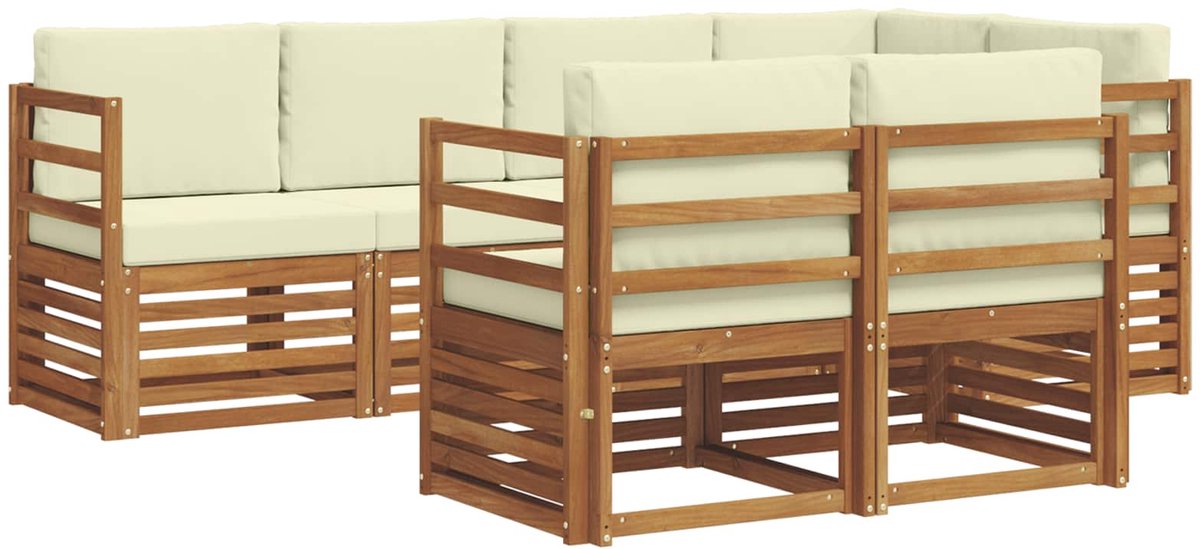 vidaXL Buiten - bank - set - 7 - st - Natuurlijk - en - Crème - Polyester Natuurlijk en Crème