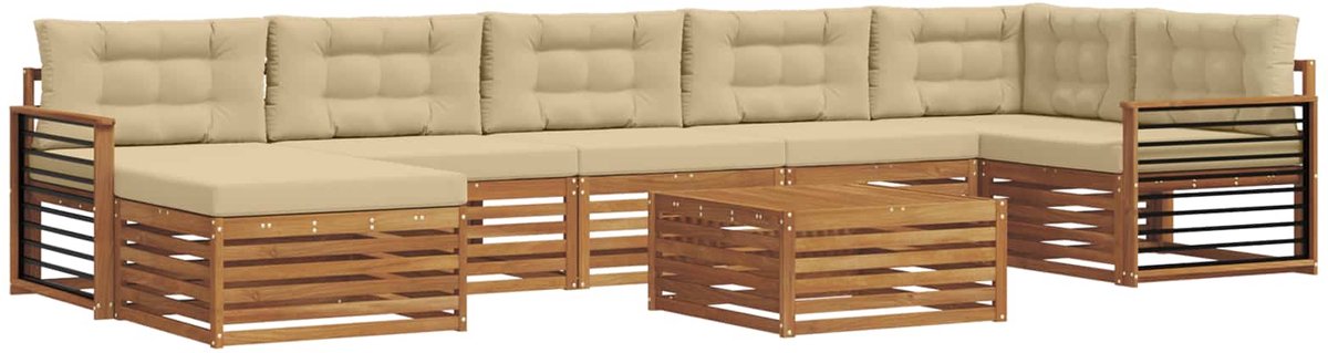 vidaXL Buiten - bank - set - 8 - st - 7-zits - Natuurlijk - en - Beige Natuurlijk en Beige