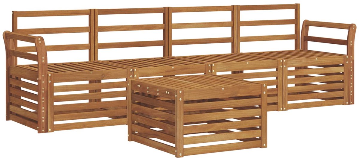 vidaXL Buiten - bank - set - 5 - st - 4-zits - Naturel - Massief - Acacia - Hout