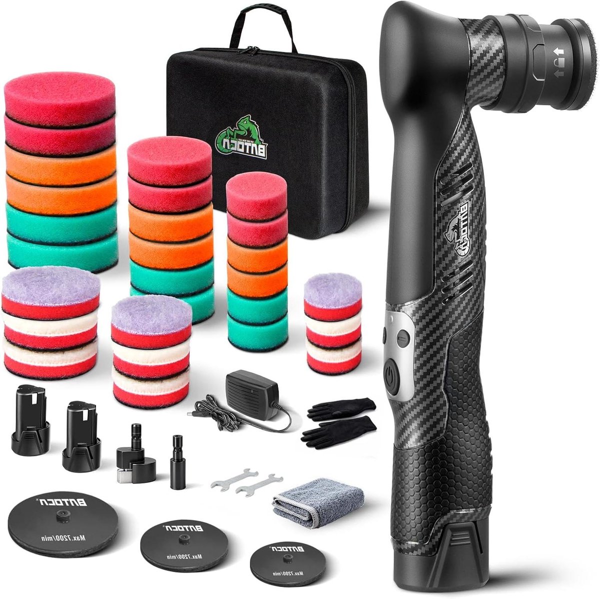 Mini Polijstmachine Auto - Kleine Polijstset - Lakcorrectie Auto - 2-in-1 Roterend Excentrisch - 25/50/75mm Schijven - Koolstofvezelpatroon