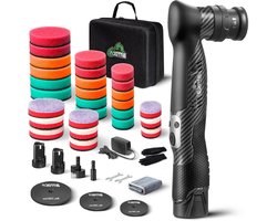 Mini Polijstmachine Auto - Kleine Polijstset - Lakcorrectie Auto - 2-in-1 Roterend Excentrisch - 25/50/75mm Schijven - Koolstofvezelpatroon