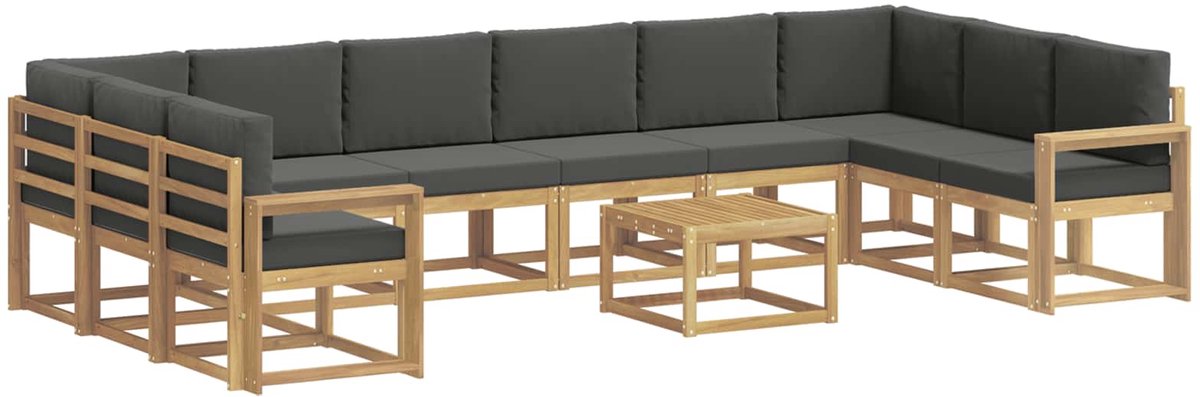 vidaXL Buiten - bank - set - 11 - st - 10-zits - Wit - en - antracietkleurig Wit en antracietkleurig