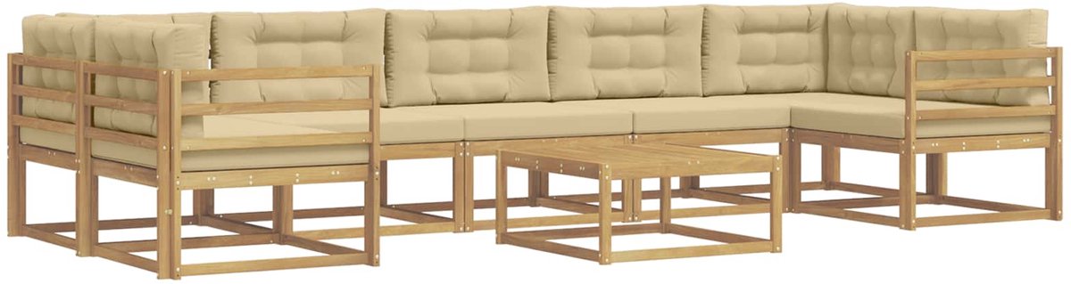 vidaXL Buiten - bank - set - 6 - st - 7-zits - Wit - en - Beige Wit en Beige