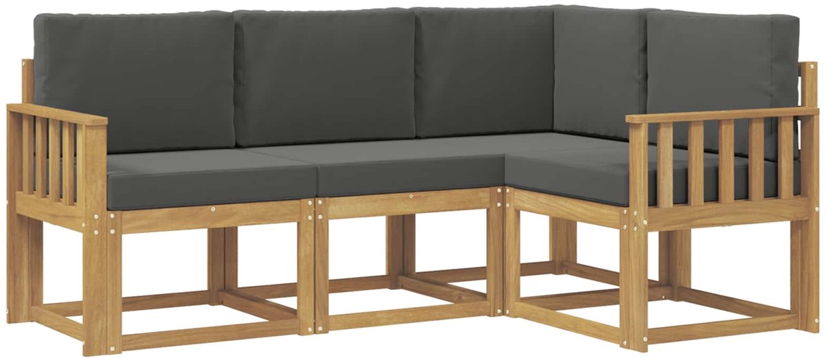 vidaXL Buiten - bank - set - 4 - st - 4-zits - Wit - en - antracietkleurig Wit en antracietkleurig