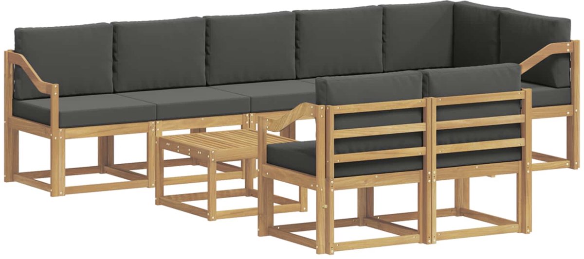 vidaXL Buiten - bank - set - 9 - st - 8-zits - Wit - en - antracietkleurig - Polyester Wit en antracietkleurig