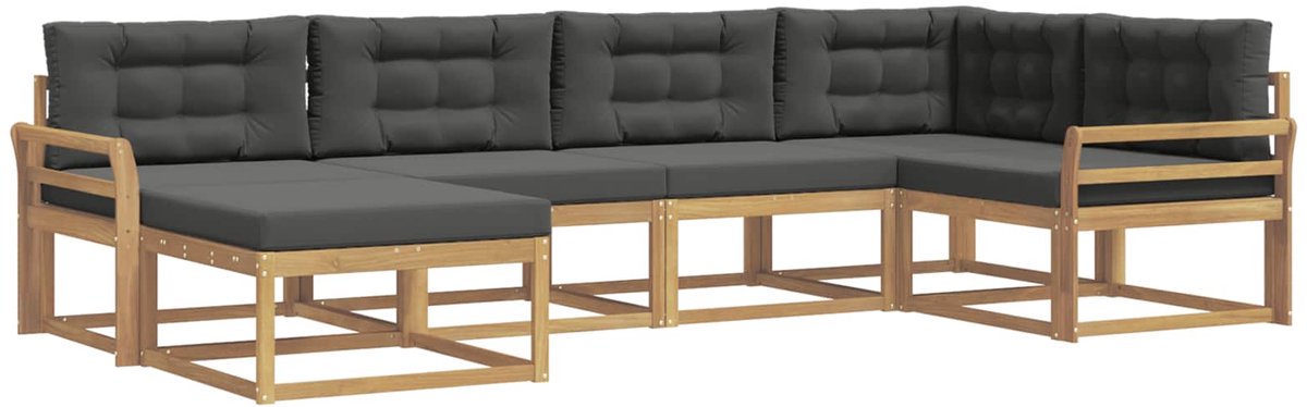 vidaXL Buiten - bank - set - 6 - st - 6-zits - Wit - en - antracietkleurig - Polyester Wit en antracietkleurig