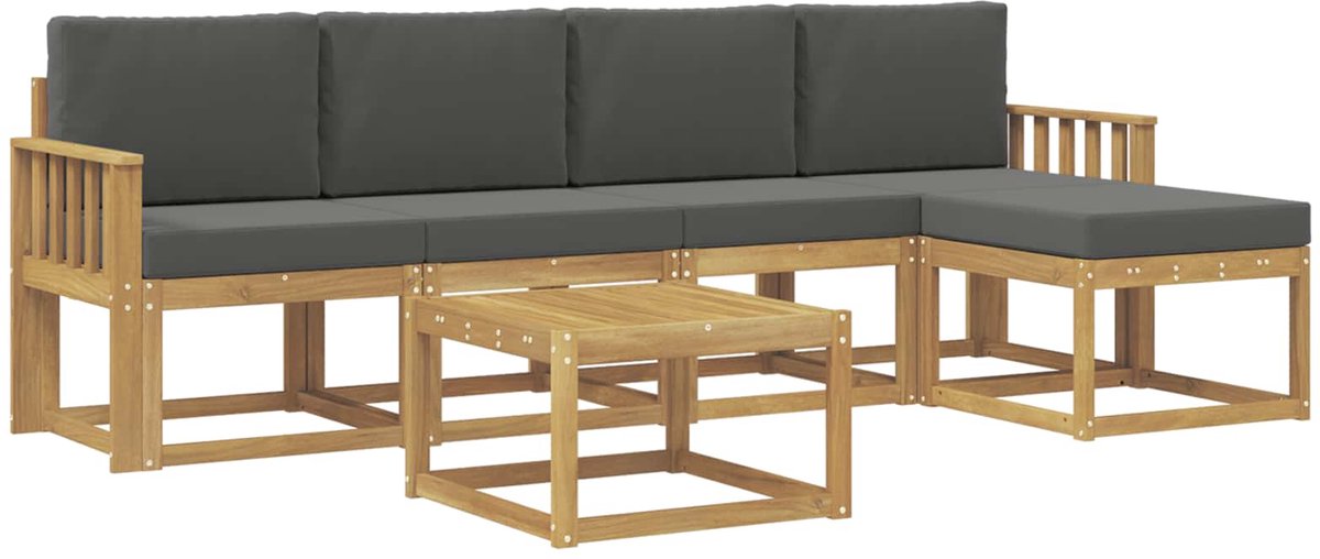 vidaXL Buiten - bank - set - 6 - st - 5-zits - Wit - en - antracietkleurig Wit en antracietkleurig