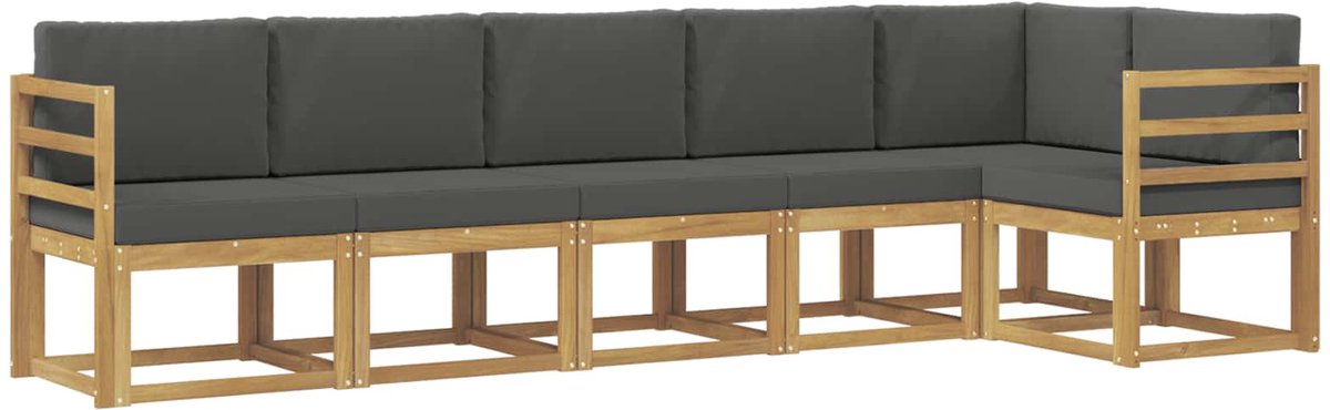 vidaXL Buiten - bank - set - 6 - st - Wit - en - antracietkleurig - Polyester Wit en antracietkleurig