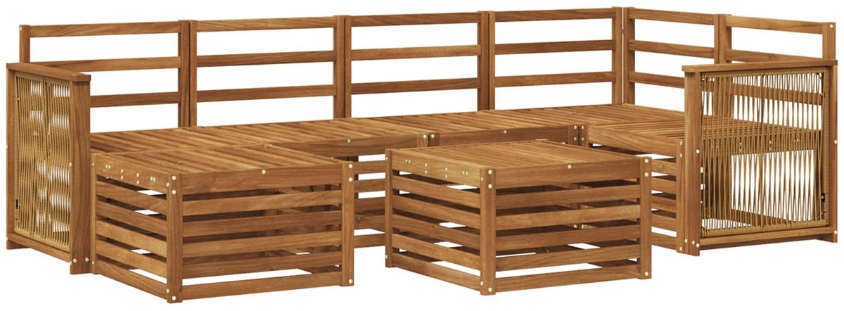 vidaXL Buiten - bank - set - 7 - st - 5-zits - Naturel - Massief - Acacia - Hout