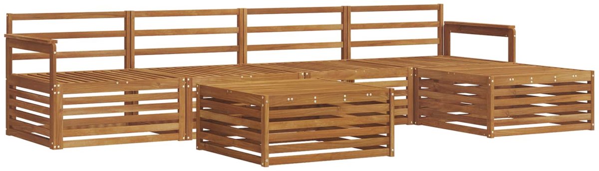 vidaXL Buiten - bank - set - 6 - st - 5-zits - Naturel - Massief - Acacia - Hout